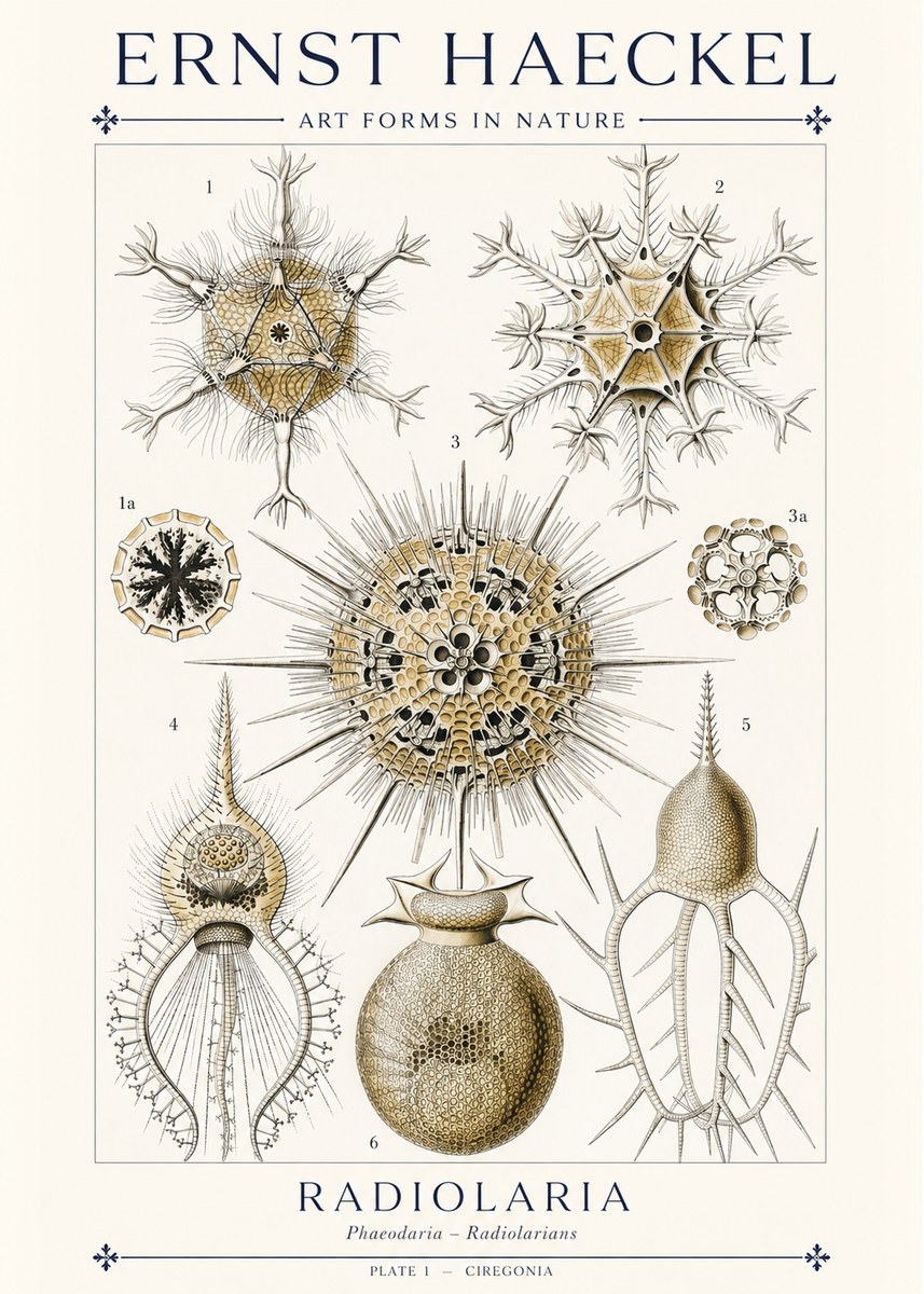 Ernst Haeckel Radiolaria - Plate 1 - Ciregonia No1 - Affiche