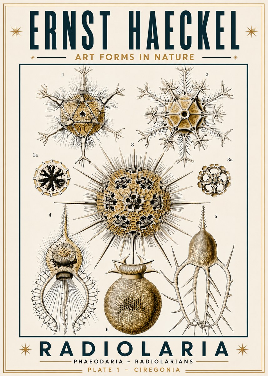 Ernst Haeckel Radiolaria - Plate 1 - Ciregonia No6 - Affiche