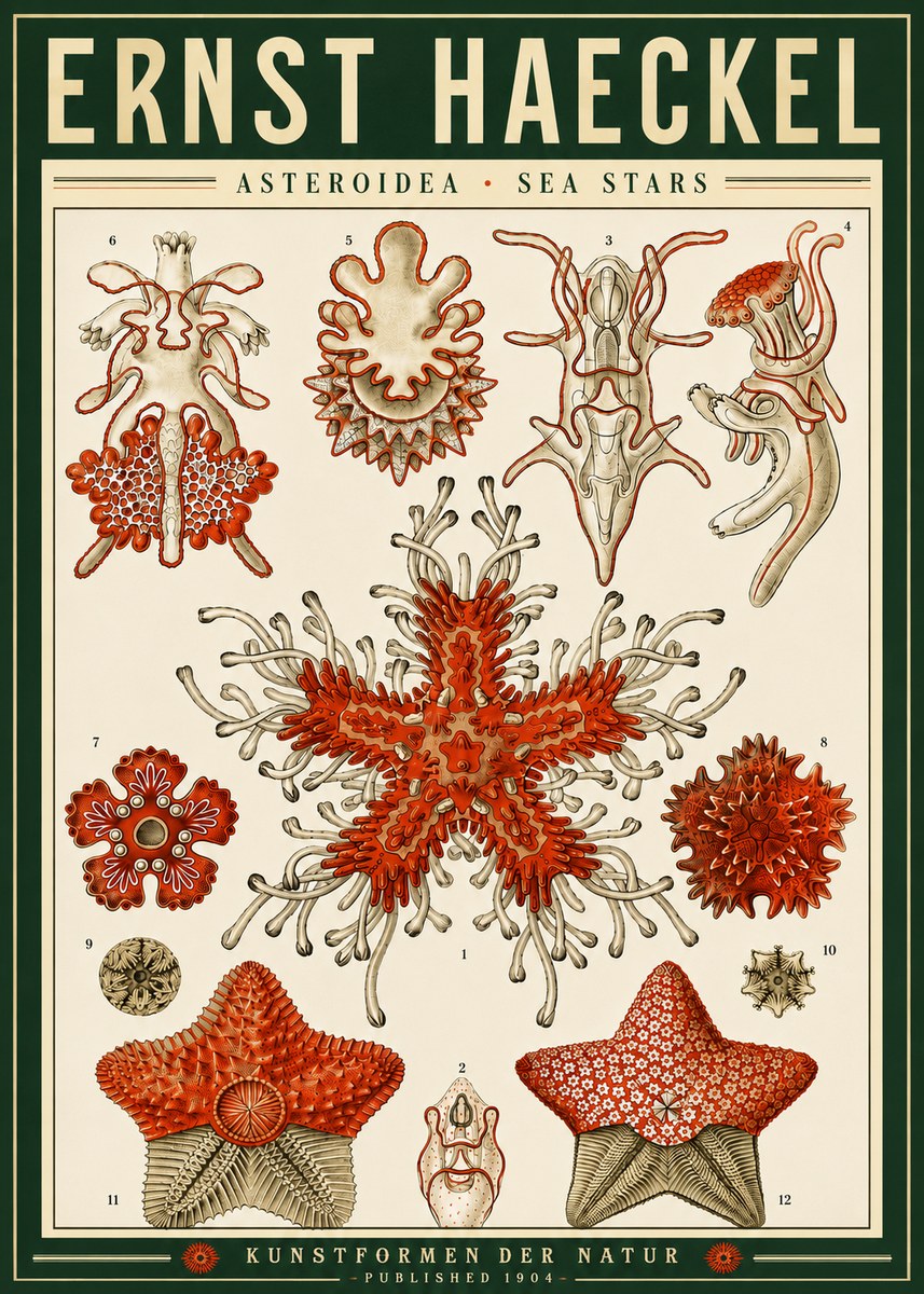 Ernst Haeckel Asteroidea. Sea Stars No4 - Affiche