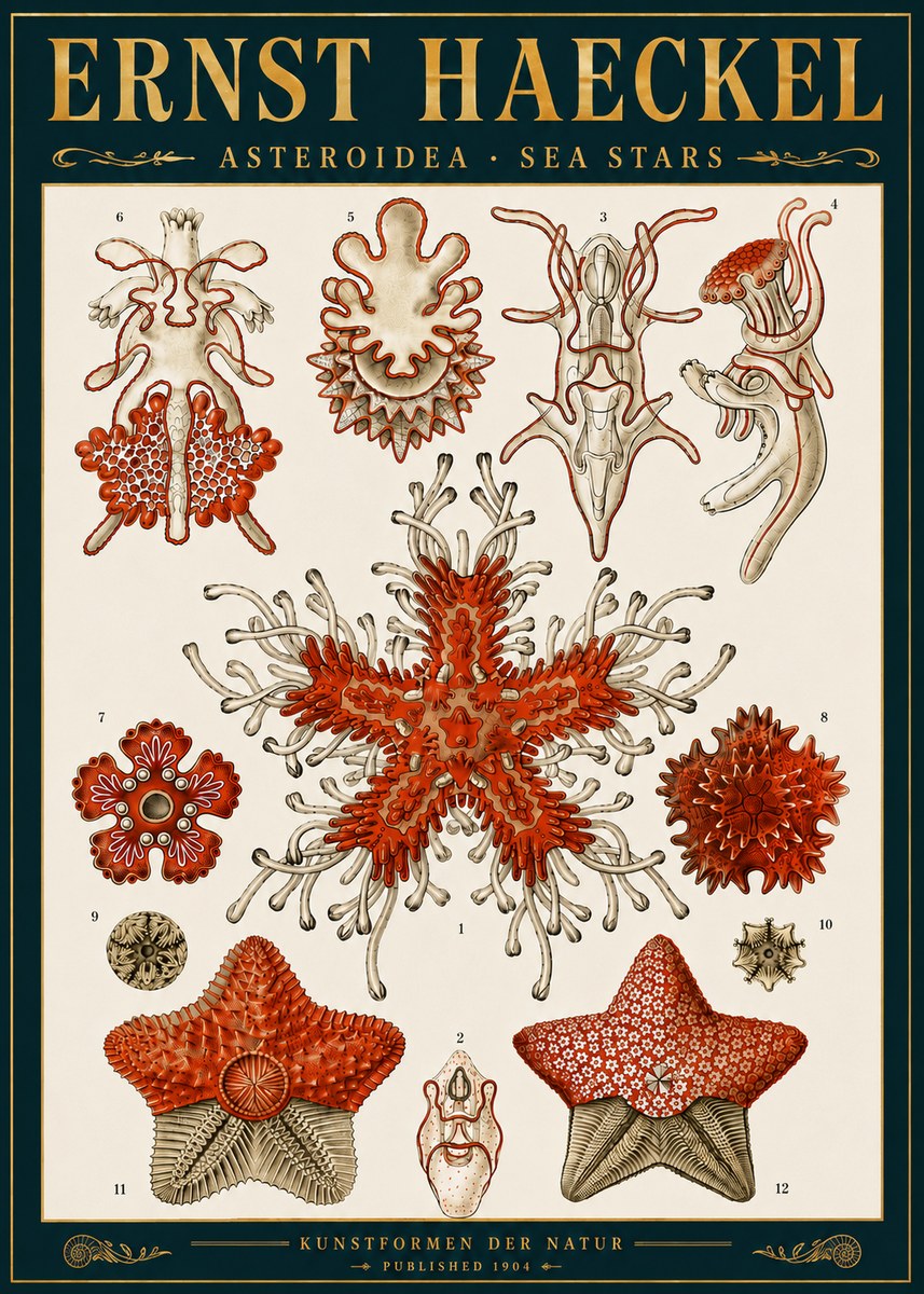 Ernst Haeckel Asteroidea. Sea Stars No6 - Affiche
