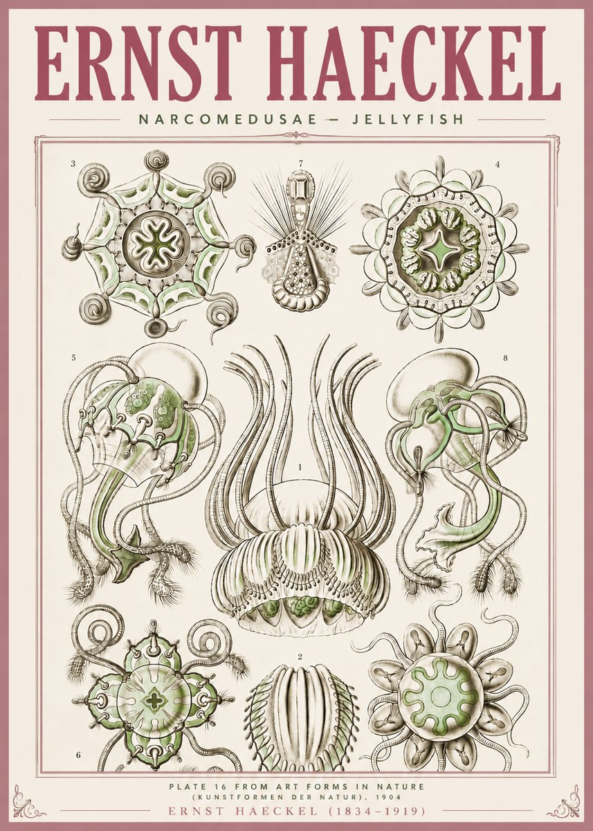 Ernst Haeckel Narcomedusae - Jellyfish No4 - Affiche