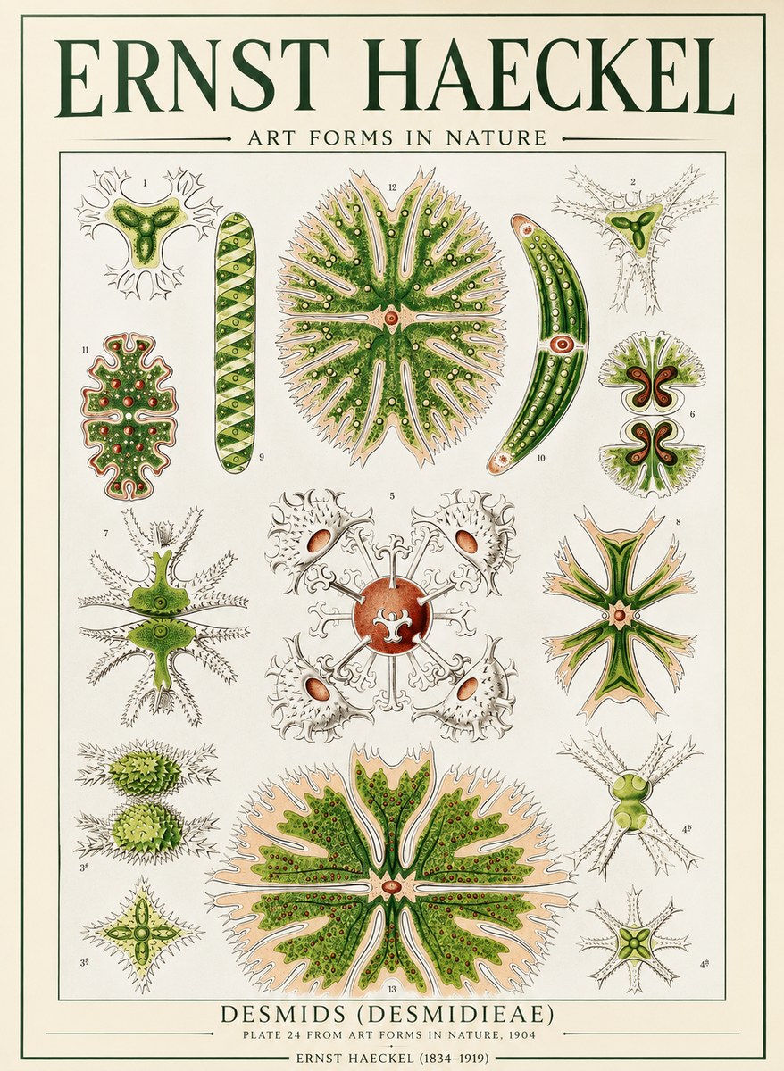 Ernst Haeckel Desmids (Desmidieae) No1 - Affiche