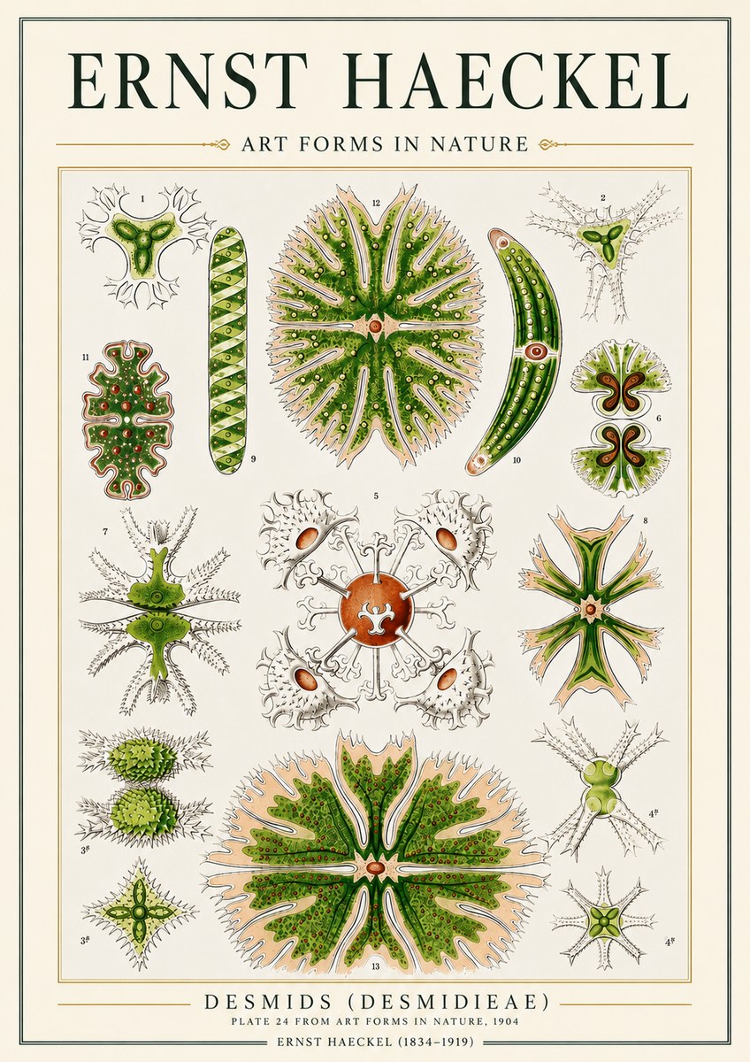 Ernst Haeckel Desmids (Desmidieae) No3 - Affiche