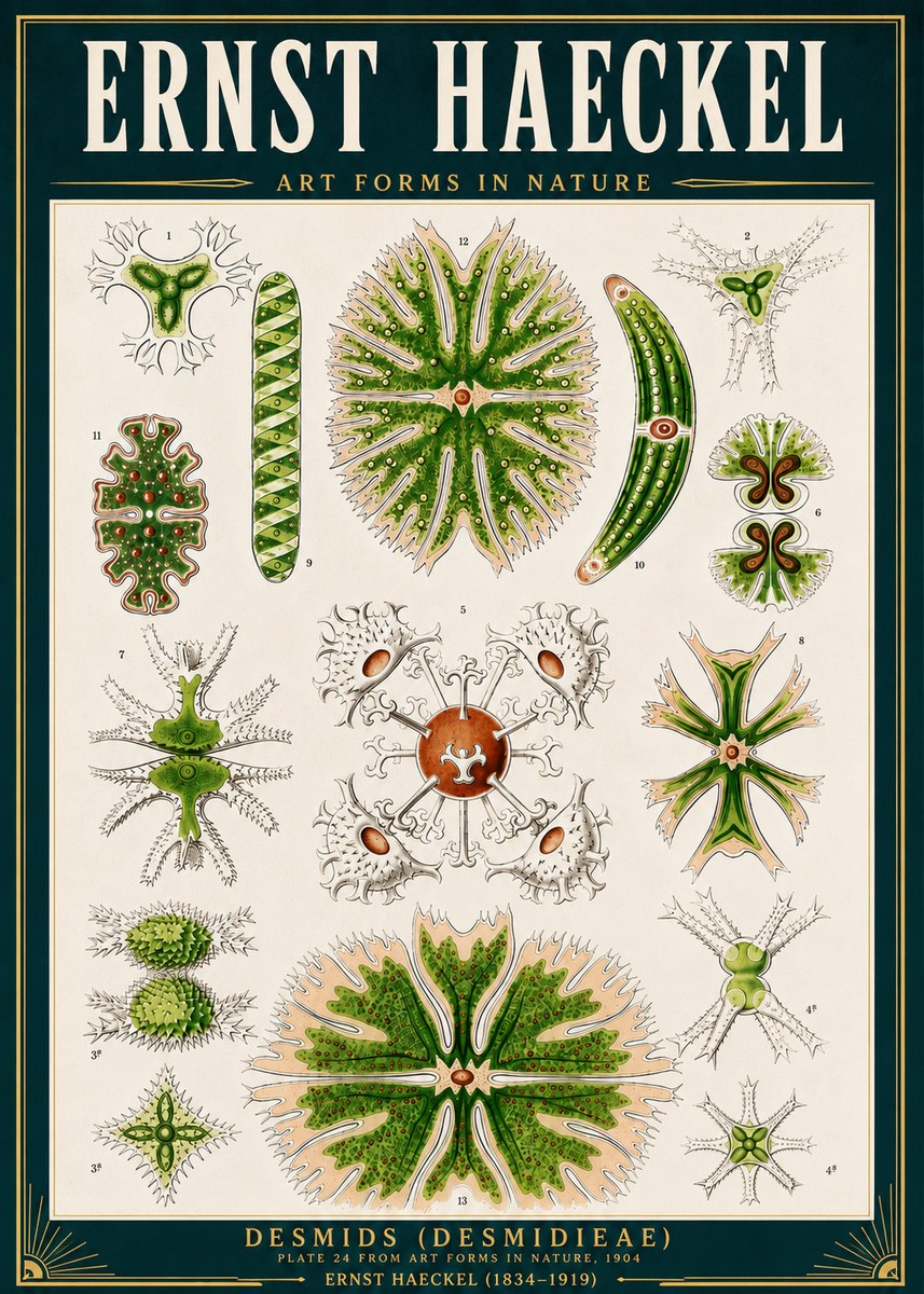 Ernst Haeckel Desmids (Desmidieae) No4 - Affiche