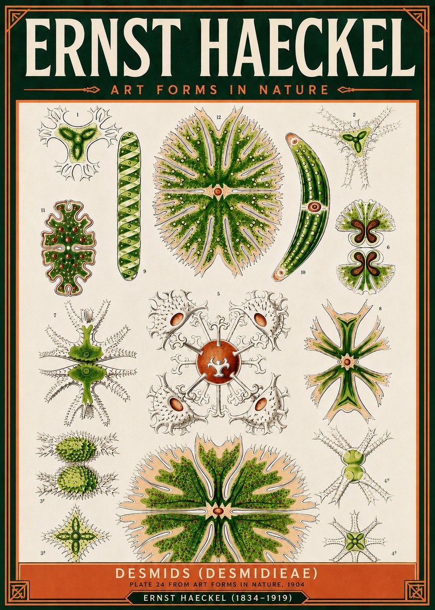 Ernst Haeckel Desmids (Desmidieae) No5 - Affiche