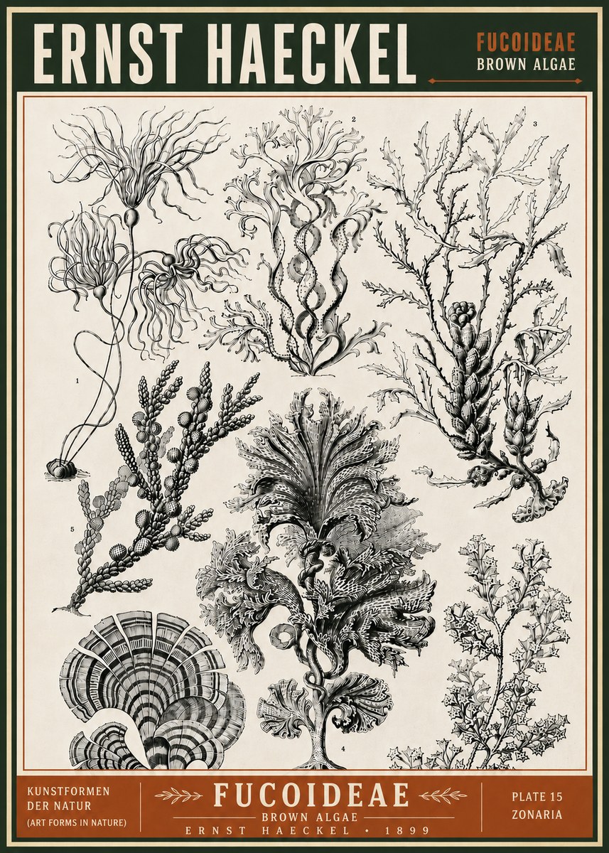 Ernst Haeckel Fucoideae - Brown Algae No6 - Affiche