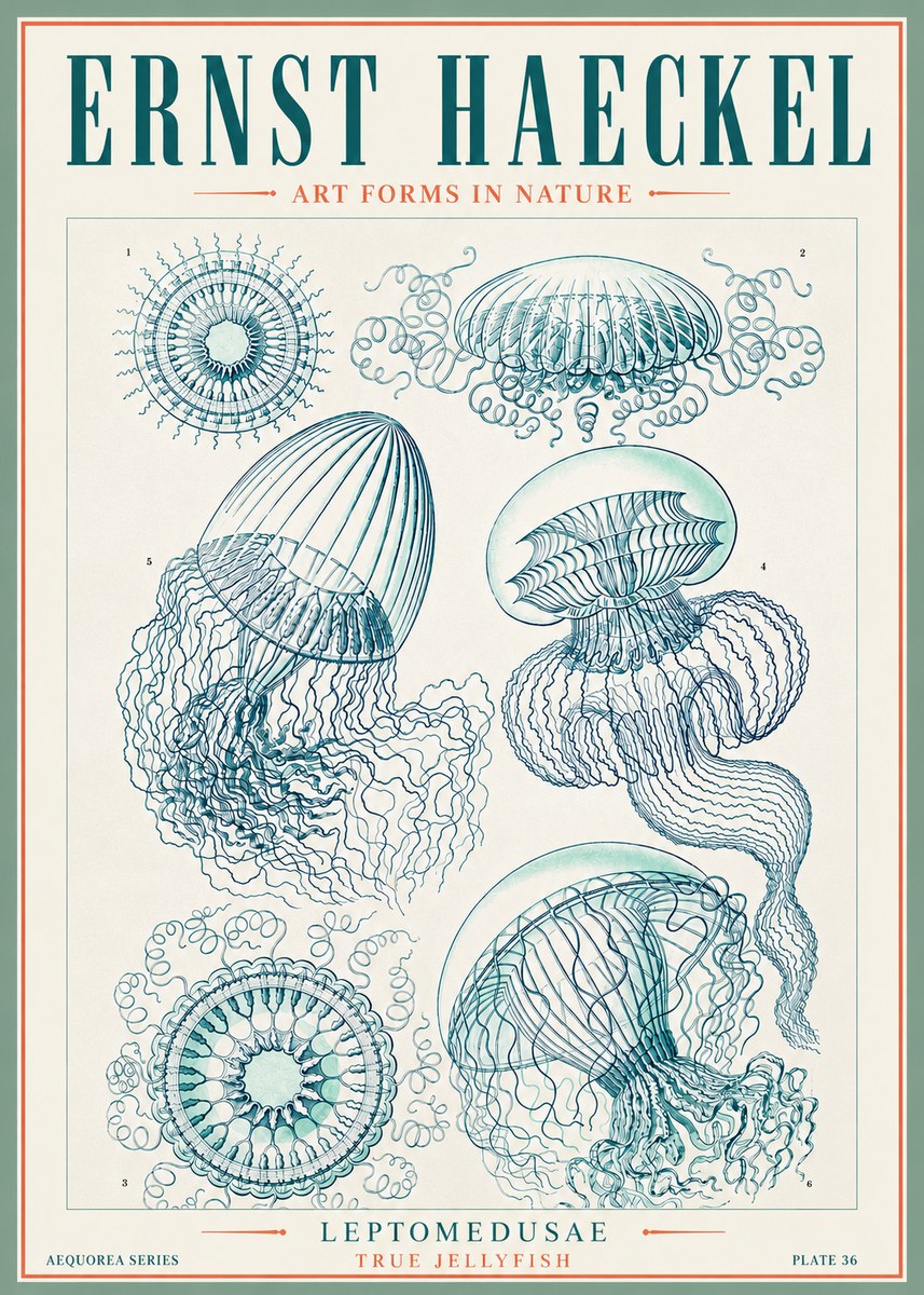 Ernst Haeckel Leptomedusae True Jellyfish No3 - Affiche