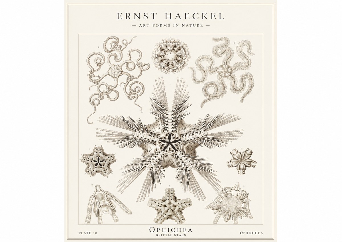 Ernst Haeckel Ophiodea - Brittle Stars I No1 - Affiche
