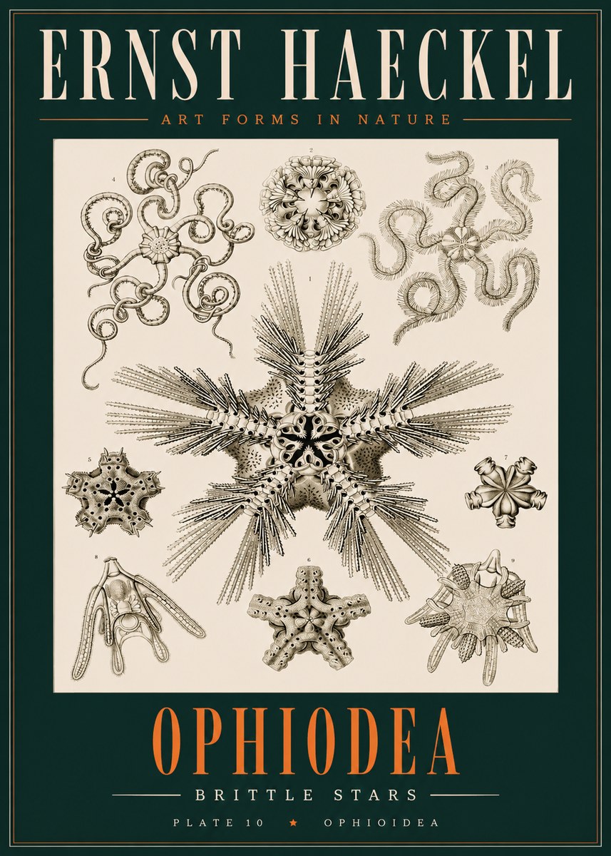 Ernst Haeckel Ophiodea - Brittle Stars I No2 - Affiche