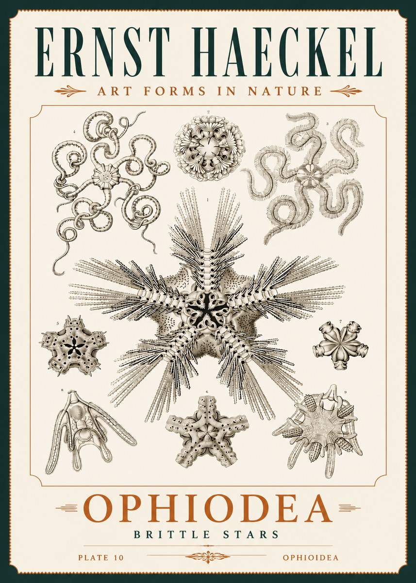 Ernst Haeckel Ophiodea - Brittle Stars I No4 - Affiche