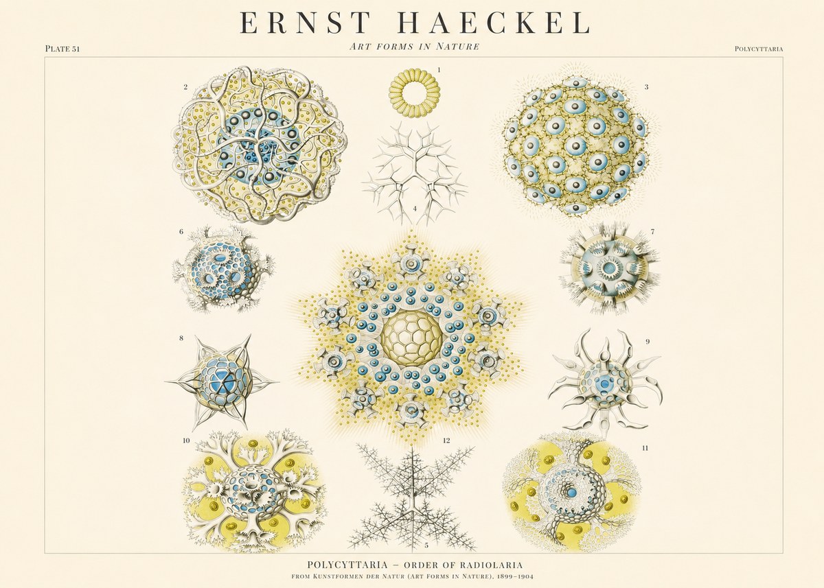 Ernst Haeckel Polycyttaria – Order of Radiolaria No1 - Affiche