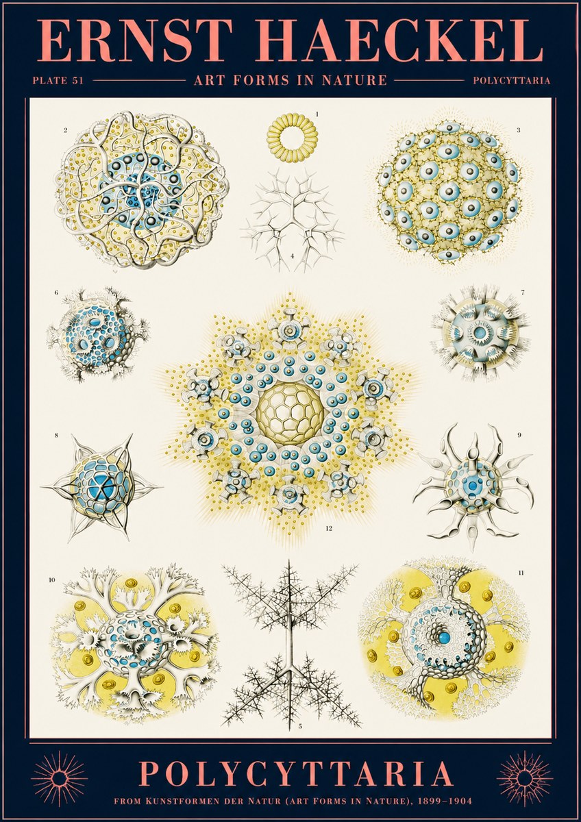 Ernst Haeckel Polycyttaria – Order of Radiolaria No2 - Affiche