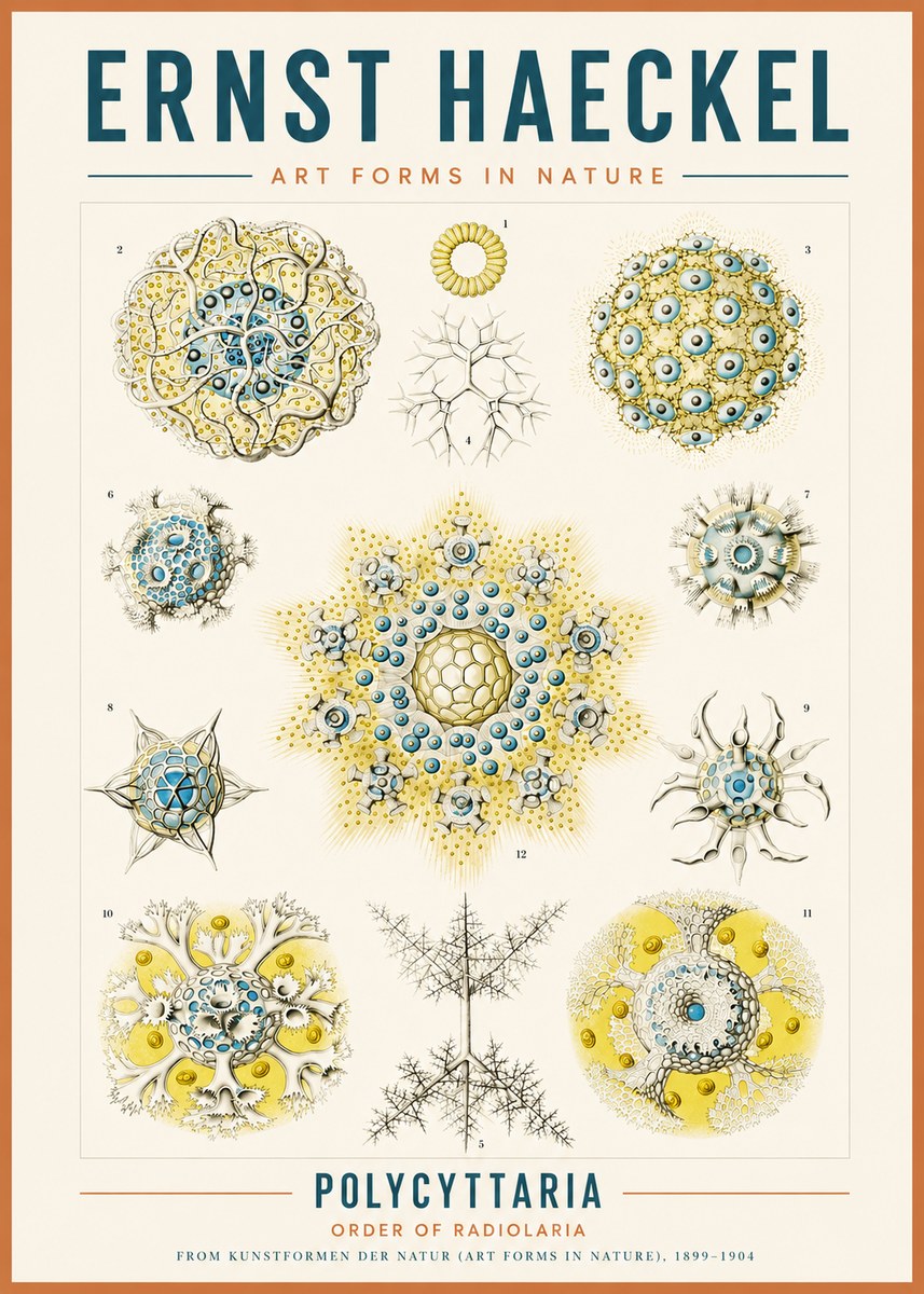 Ernst Haeckel Polycyttaria – Order of Radiolaria No3 - Affiche