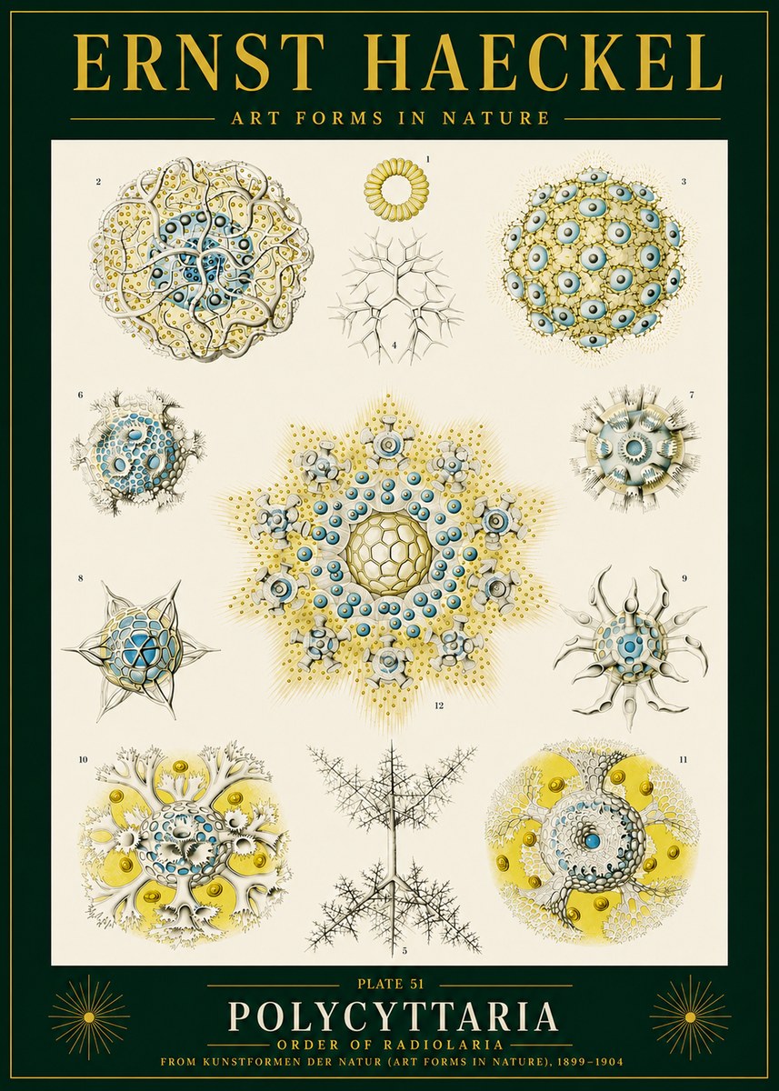 Ernst Haeckel Polycyttaria – Order of Radiolaria No4 - Affiche