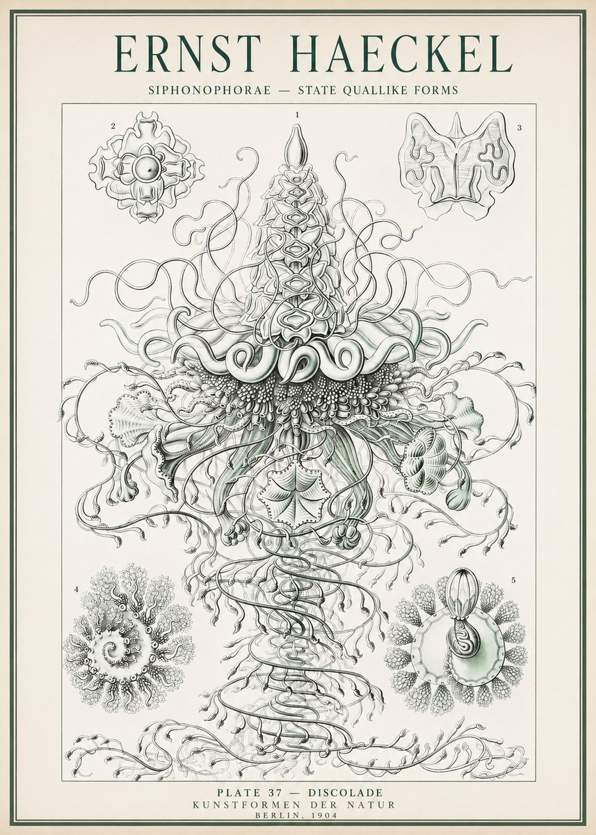 Ernst Haeckel Siphonophorae – State Quallike Forms No1 - Affiche