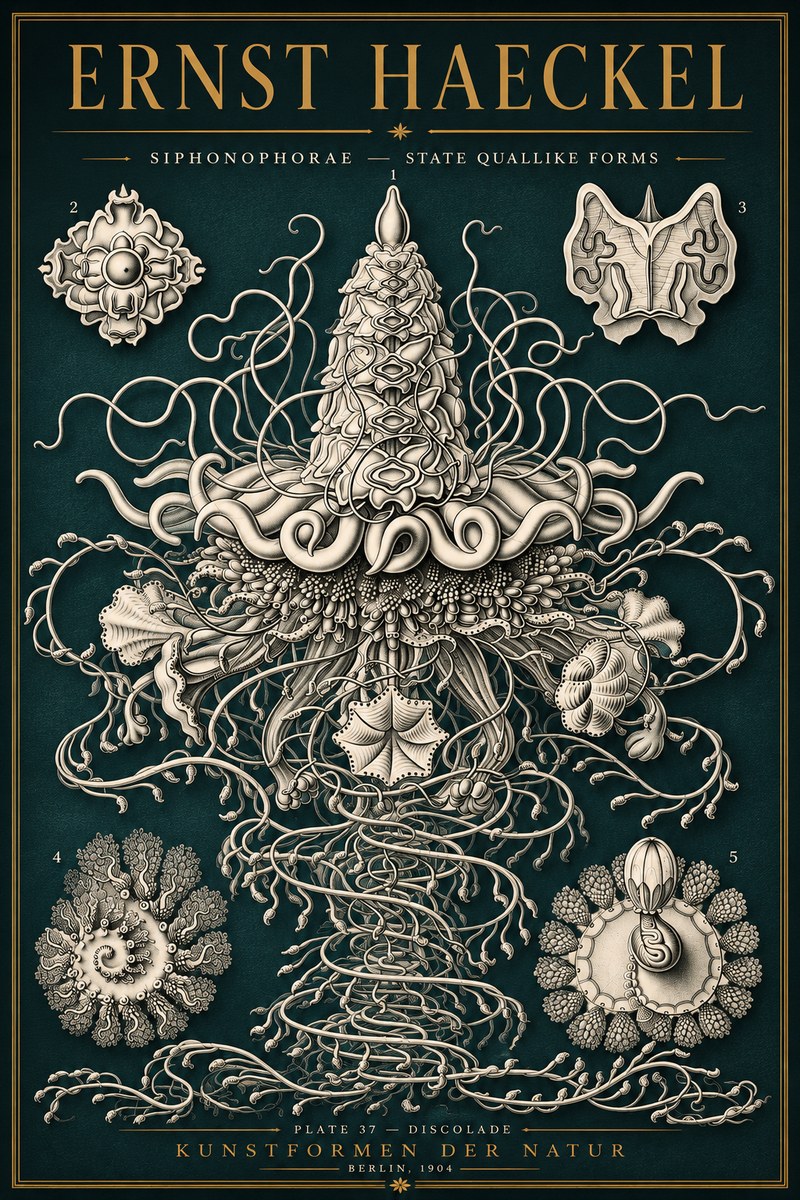 Ernst Haeckel Siphonophorae – State Quallike Forms No5 - Affiche