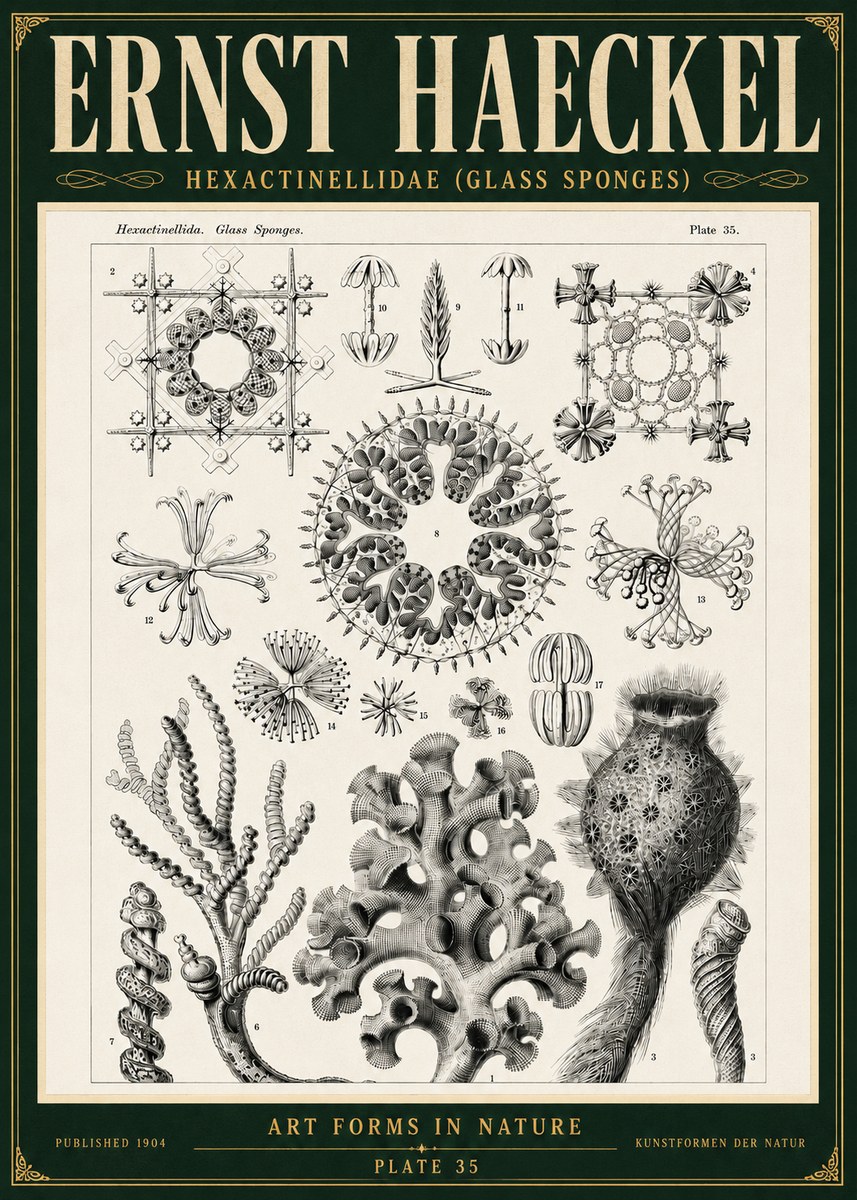 Ernst Haeckel Hexactinellida. Glass Sponges. No5 - Affiche