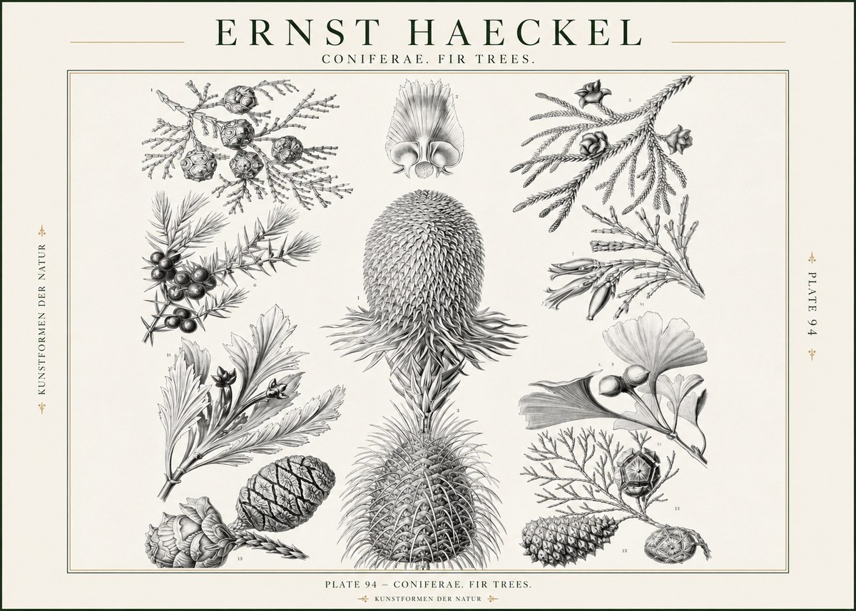 Ernst Haeckel Coniferae. Fir Trees. No1 - Affiche