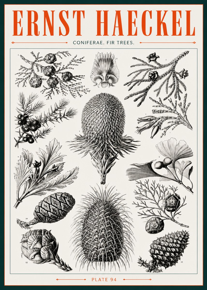 Ernst Haeckel Coniferae. Fir Trees. No3 - Affiche