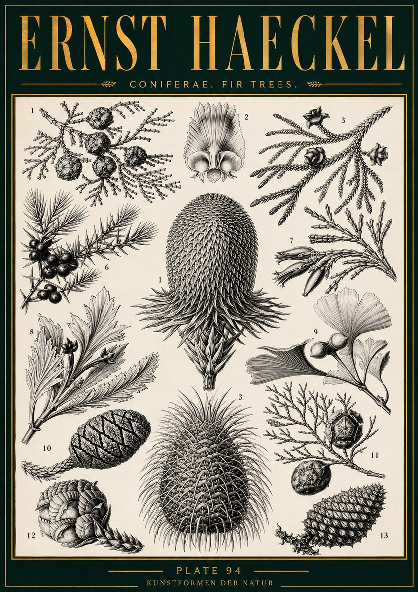 Ernst Haeckel Coniferae. Fir Trees. No4 - Affiche