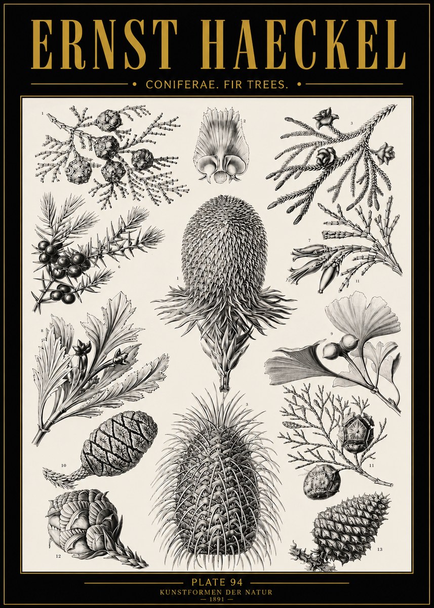 Ernst Haeckel Coniferae. Fir Trees. No5 - Affiche