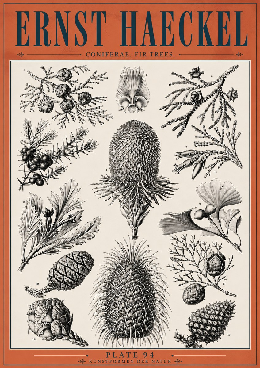 Ernst Haeckel Coniferae. Fir Trees. No6 - Affiche