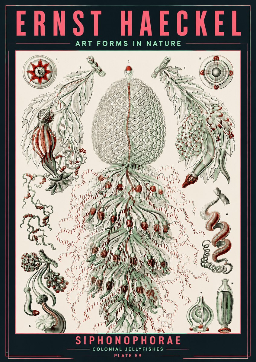 Ernst Haeckel Siphonophorae - State Colonies No6 - Affiche