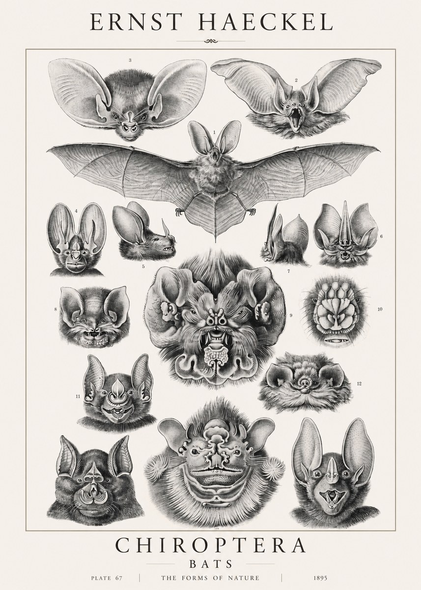 Ernst Haeckel Chiroptera Bats No1 - Affiche