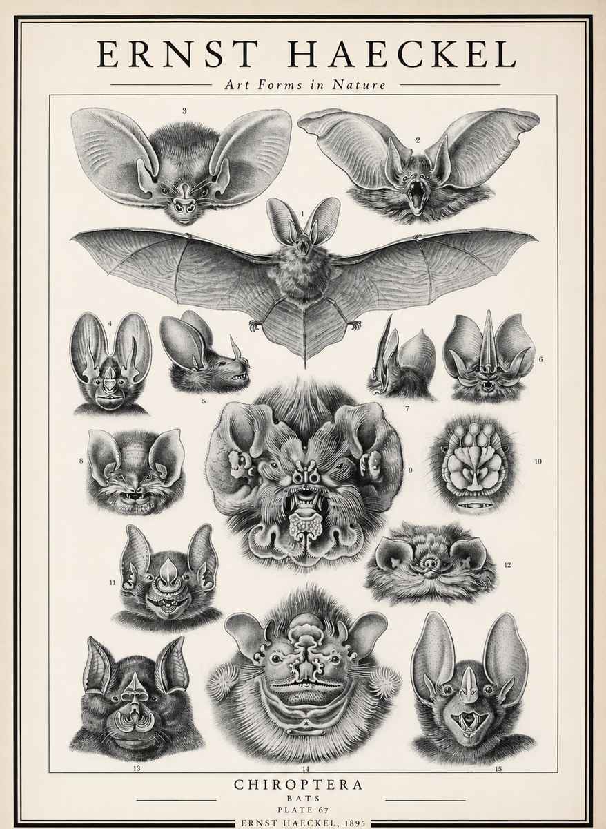 Ernst Haeckel Chiroptera Bats No3 - Affiche