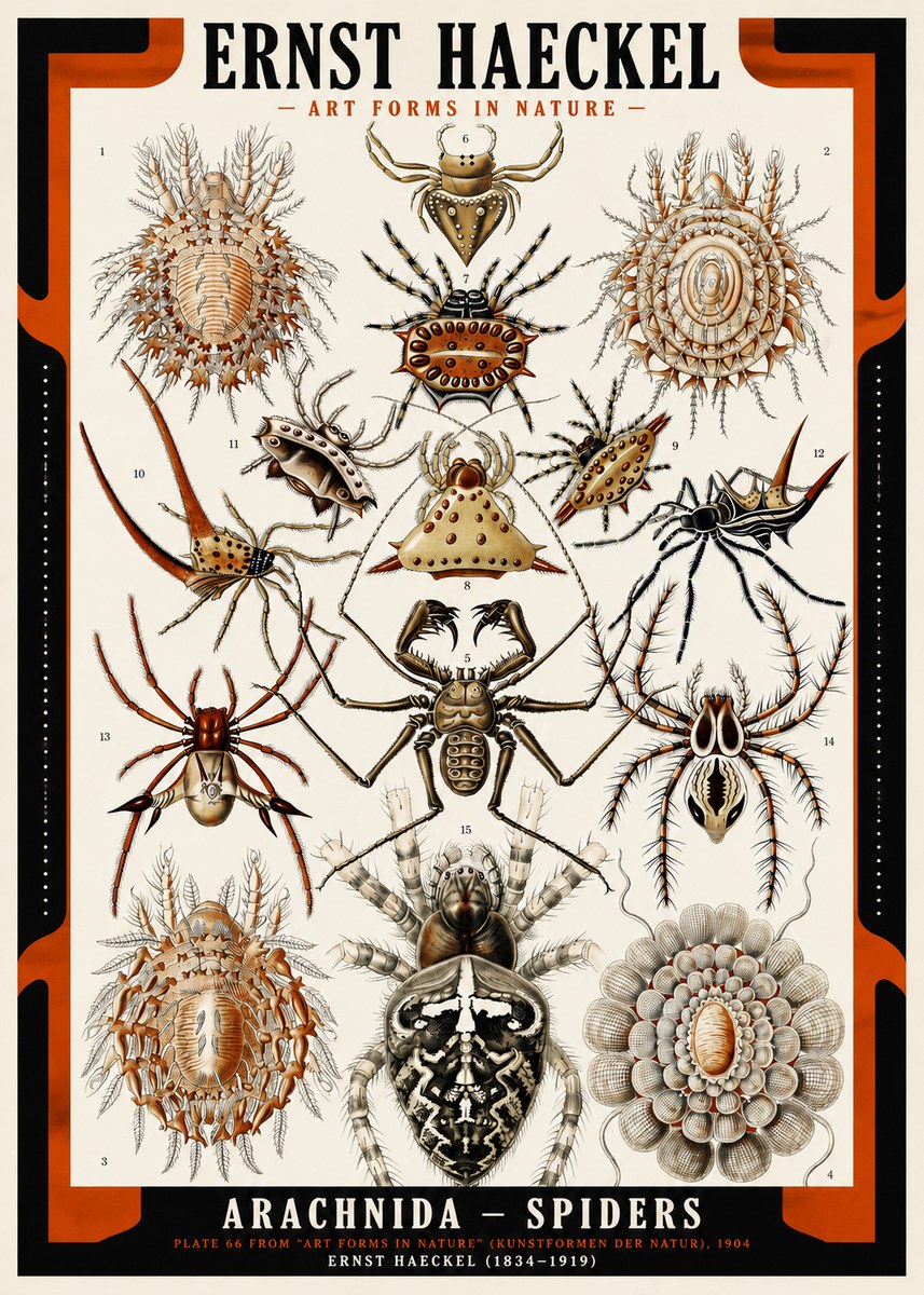Ernst Haeckel Arachnida — Spiders No2 - Affiche