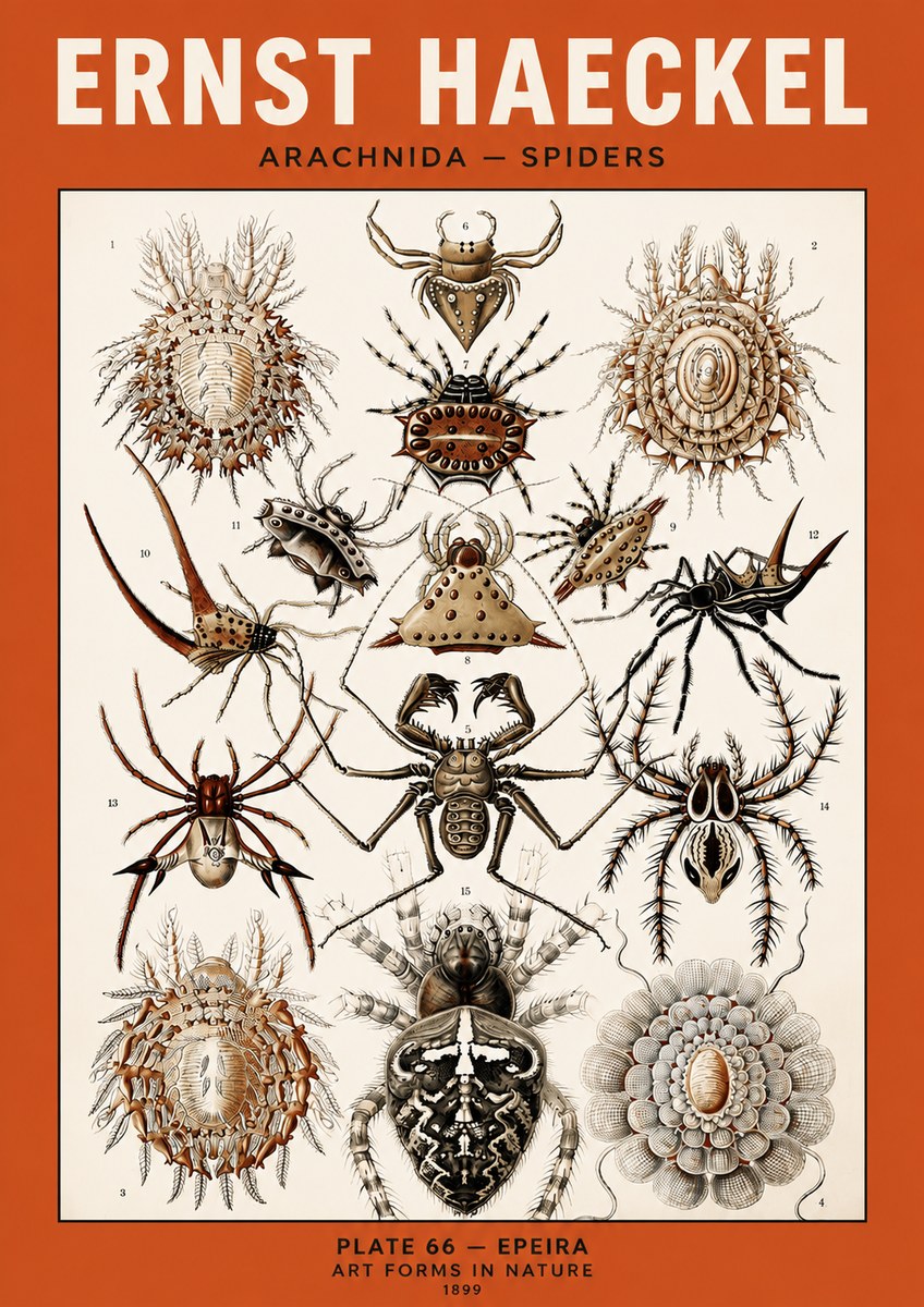 Ernst Haeckel Arachnida — Spiders No5 - Affiche