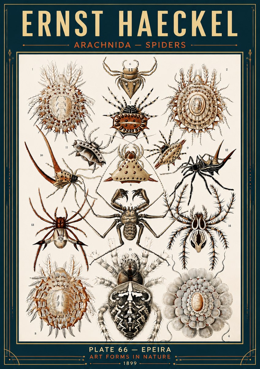 Ernst Haeckel Arachnida — Spiders No6 - Affiche