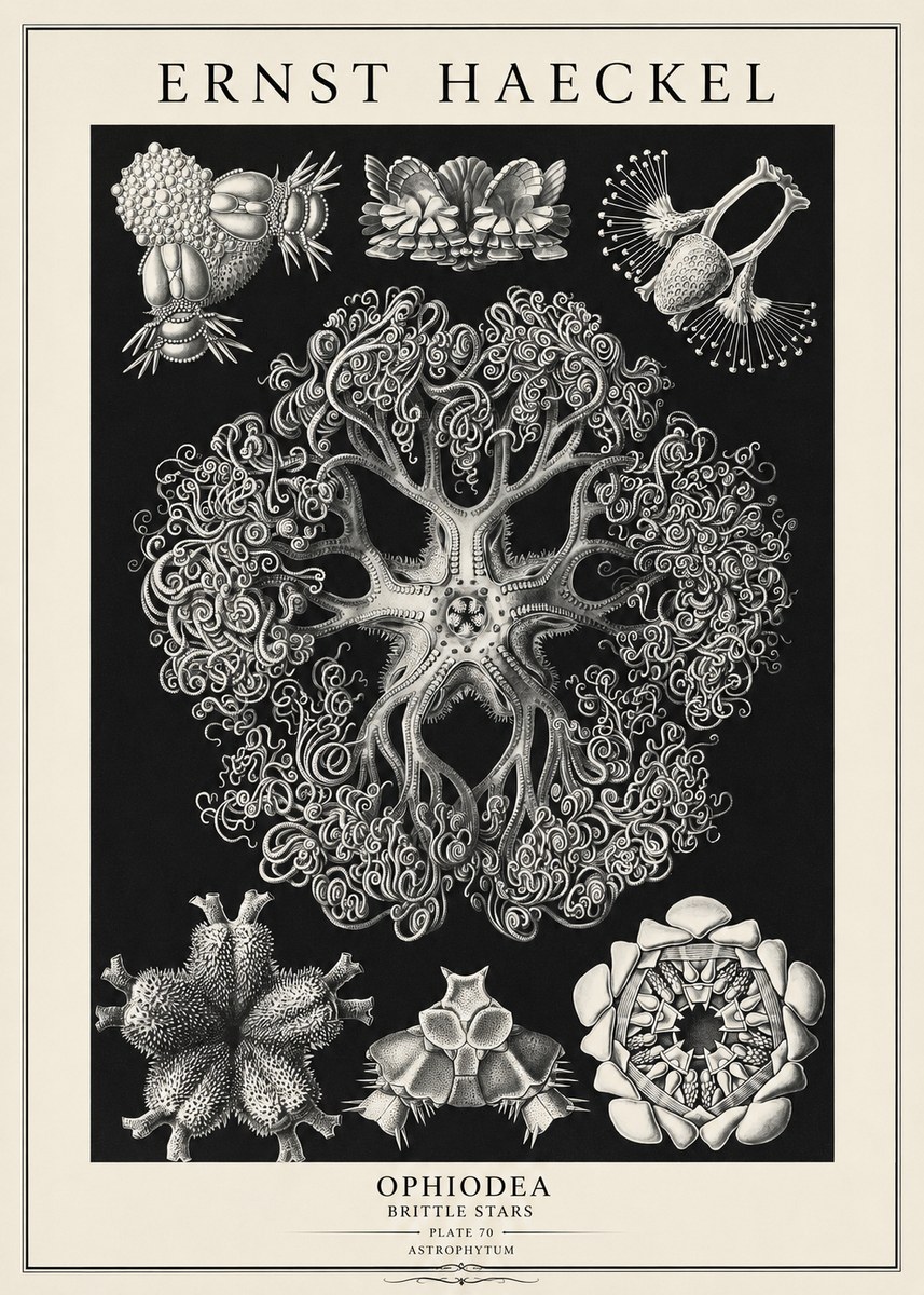 Ernst Haeckel Ophiodea - Brittle Stars II No3 - Affiche