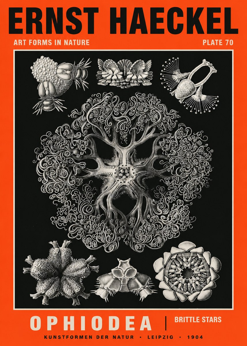 Ernst Haeckel Ophiodea - Brittle Stars II No5 - Affiche