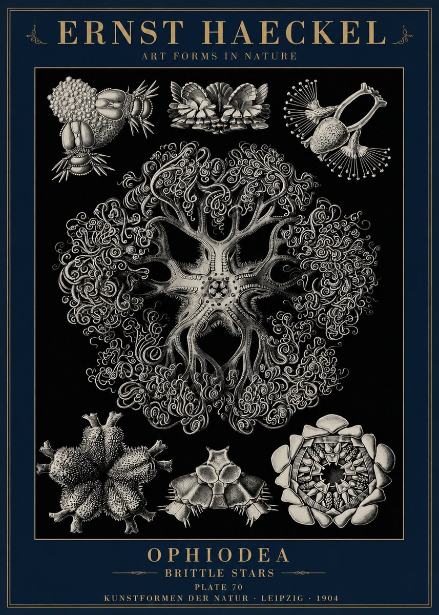 Ernst Haeckel Ophiodea - Brittle Stars II No6 - Affiche