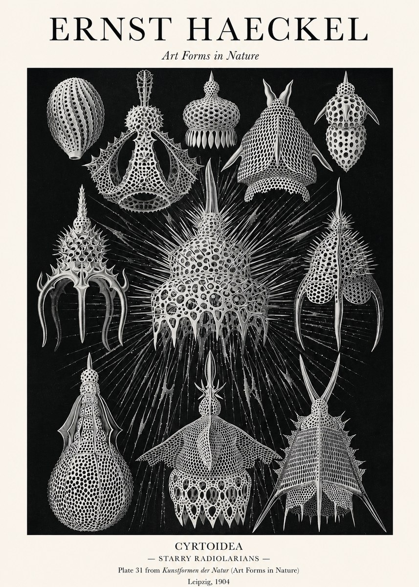 Ernst Haeckel Cyrtoidea - Starry Radiolarians No1 - Affiche