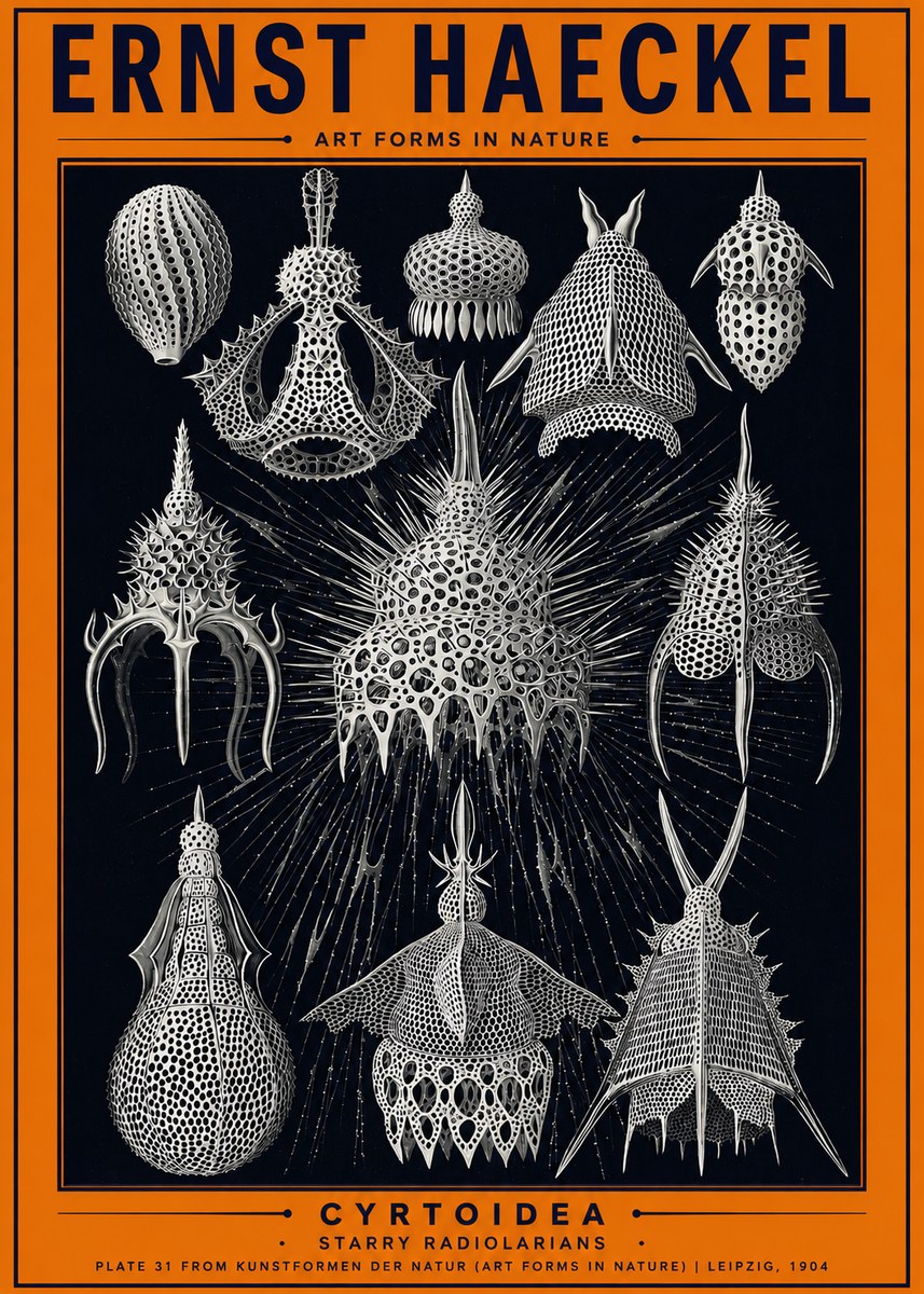 Ernst Haeckel Cyrtoidea - Starry Radiolarians No2 - Affiche