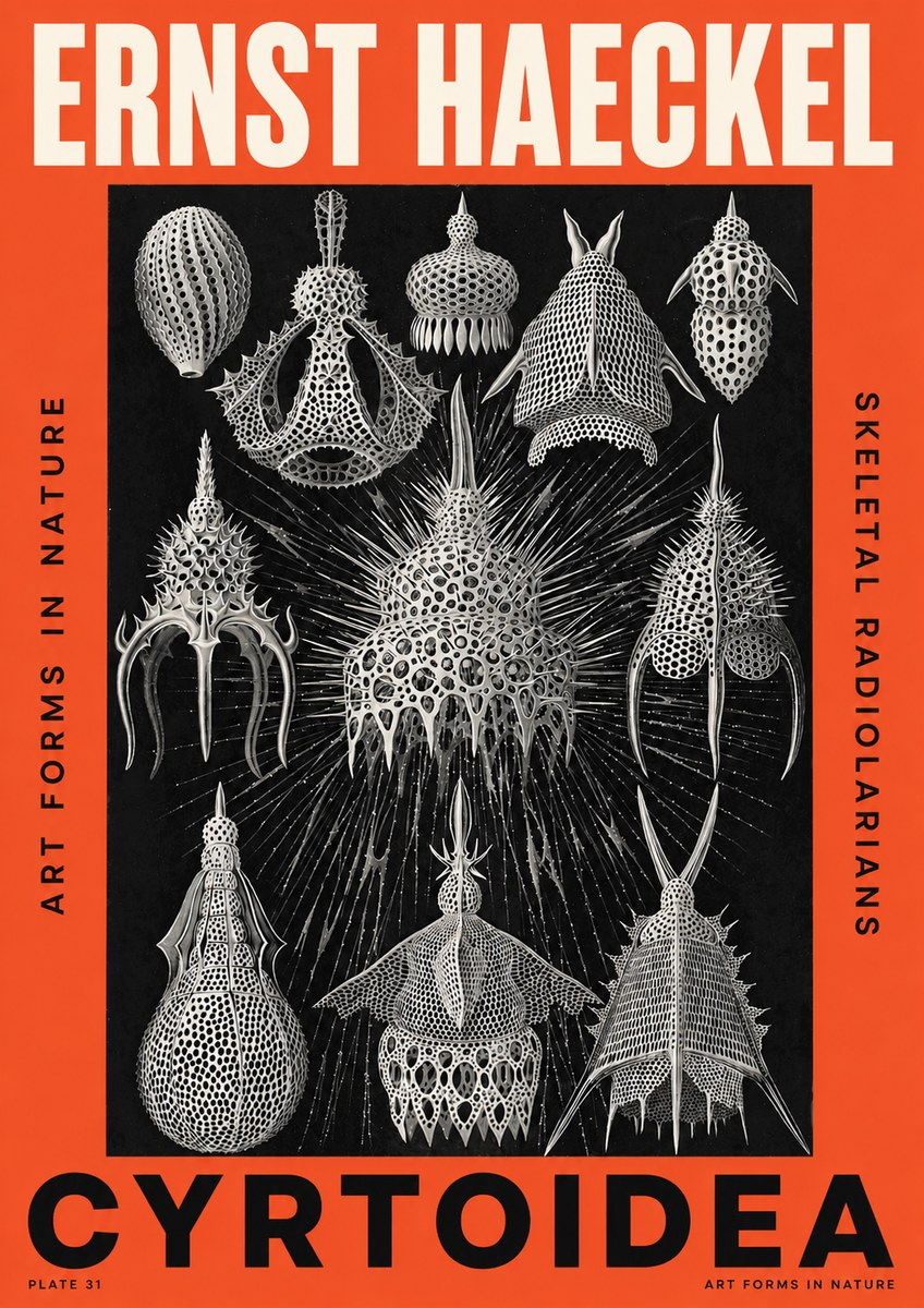 Ernst Haeckel Cyrtoidea - Starry Radiolarians No5 - Affiche