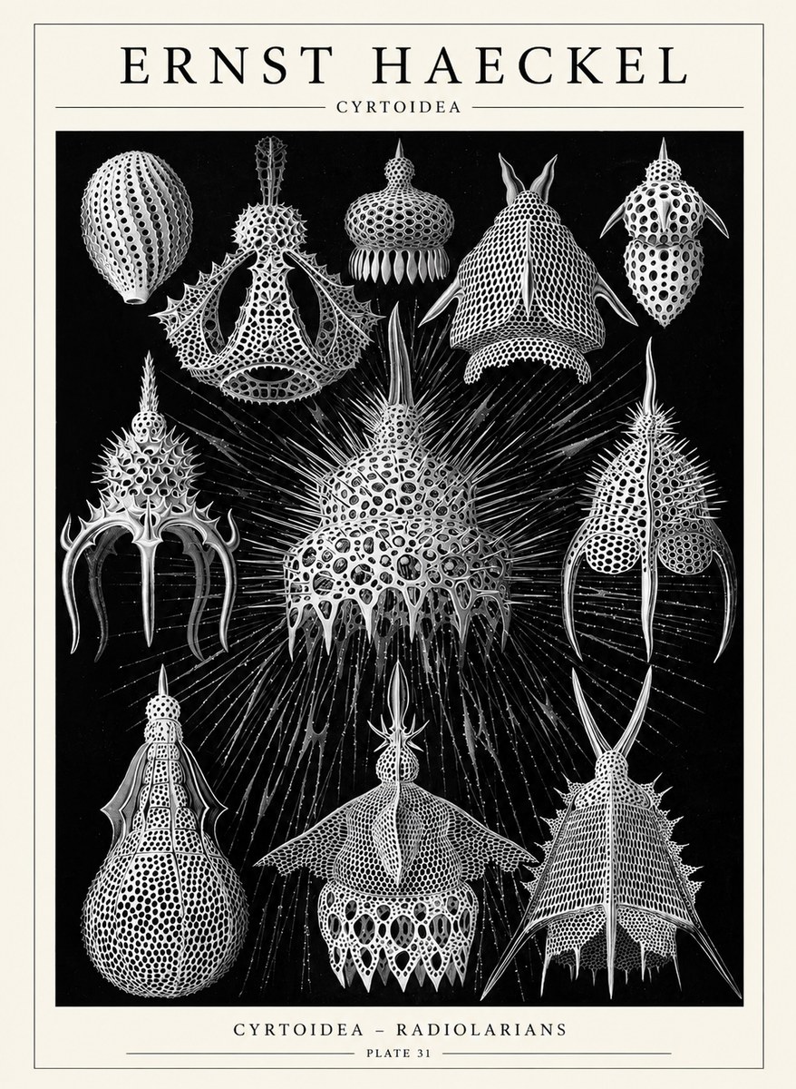 Ernst Haeckel Cyrtoidea - Starry Radiolarians No6 - Affiche