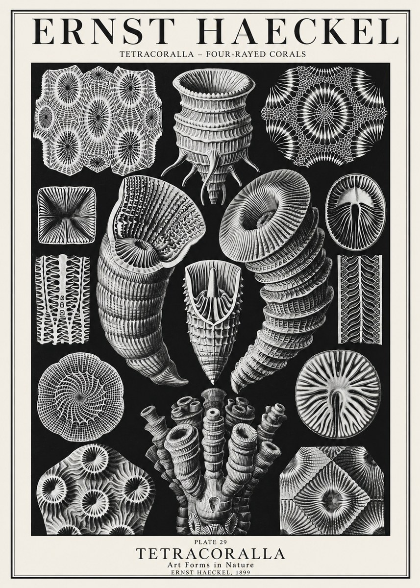 Ernst Haeckel Tetracoralla - Four-rayed Corals No1 - Affiche