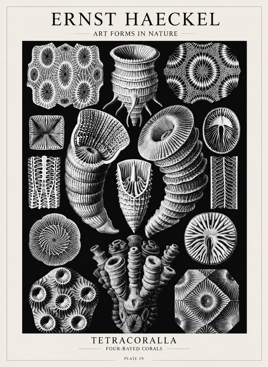 Ernst Haeckel Tetracoralla - Four-rayed Corals No4 - Affiche