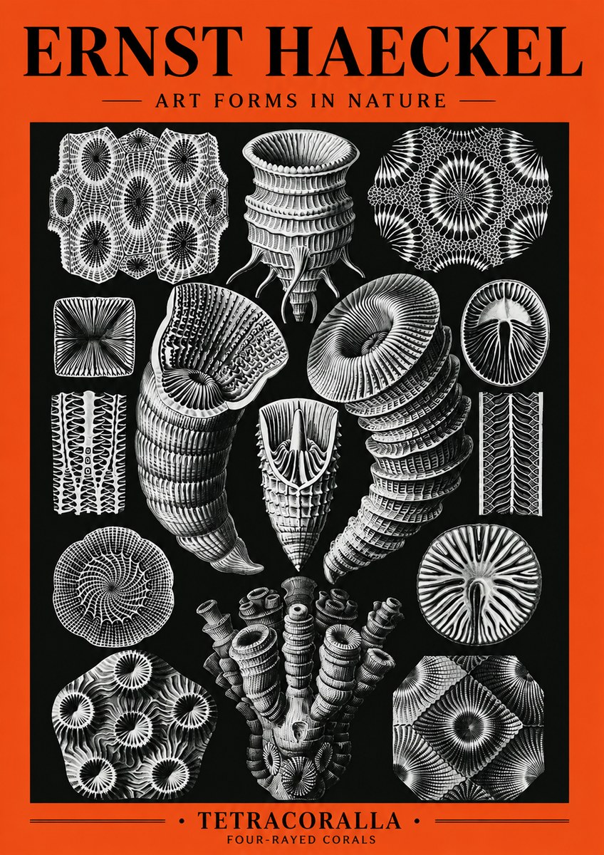 Ernst Haeckel Tetracoralla - Four-rayed Corals No5 - Affiche