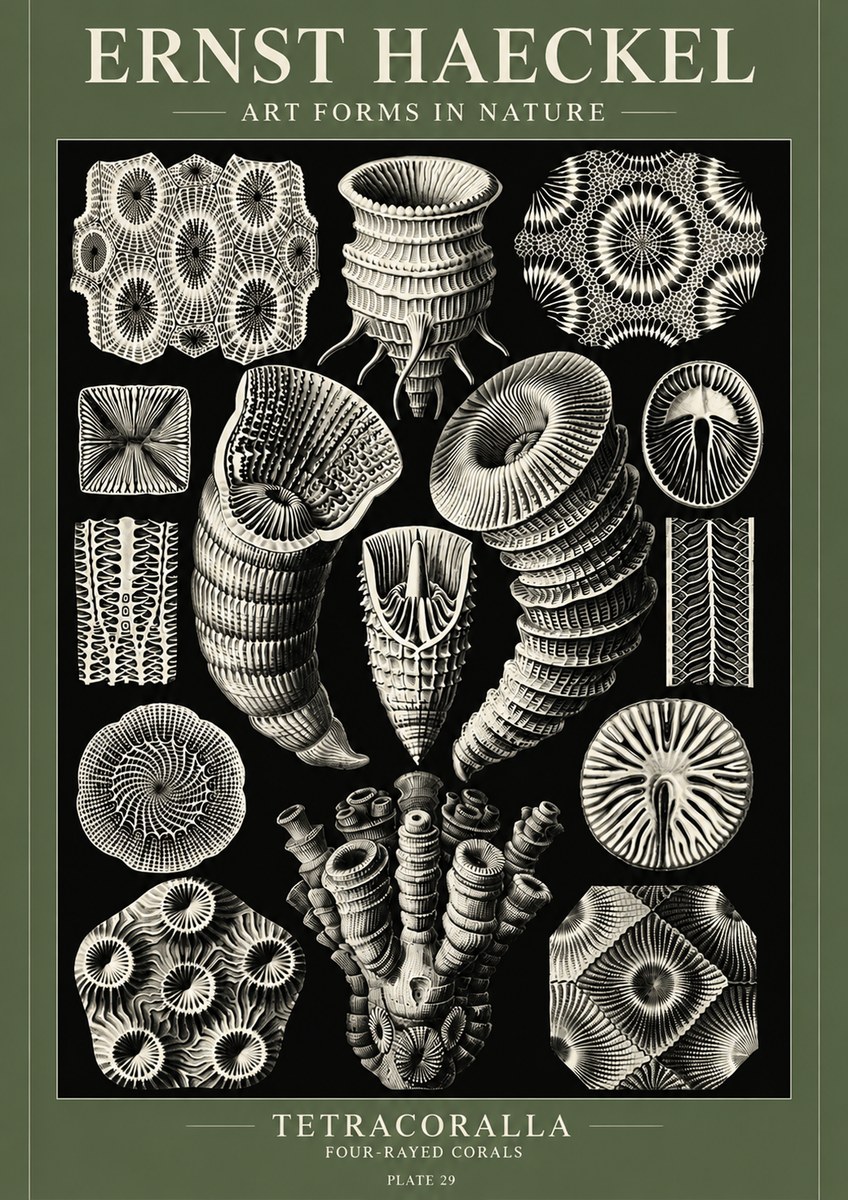 Ernst Haeckel Tetracoralla - Four-rayed Corals No6 - Affiche