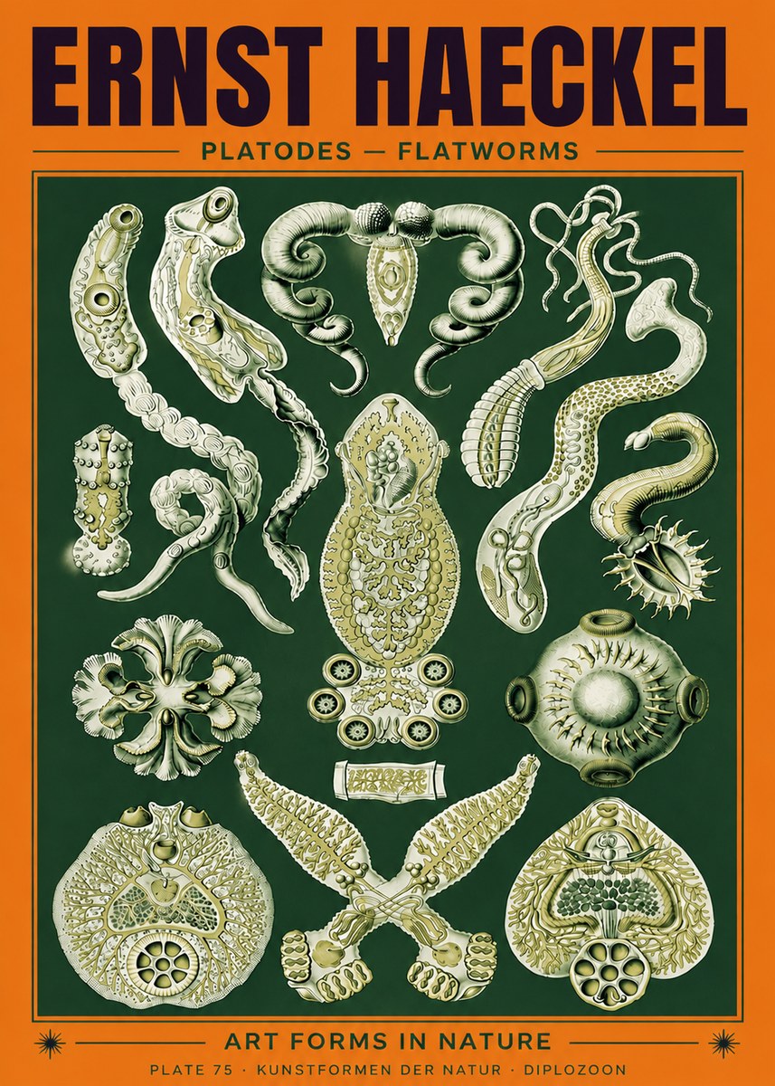Ernst Haeckel Platodes – Flatworms No6 - Affiche