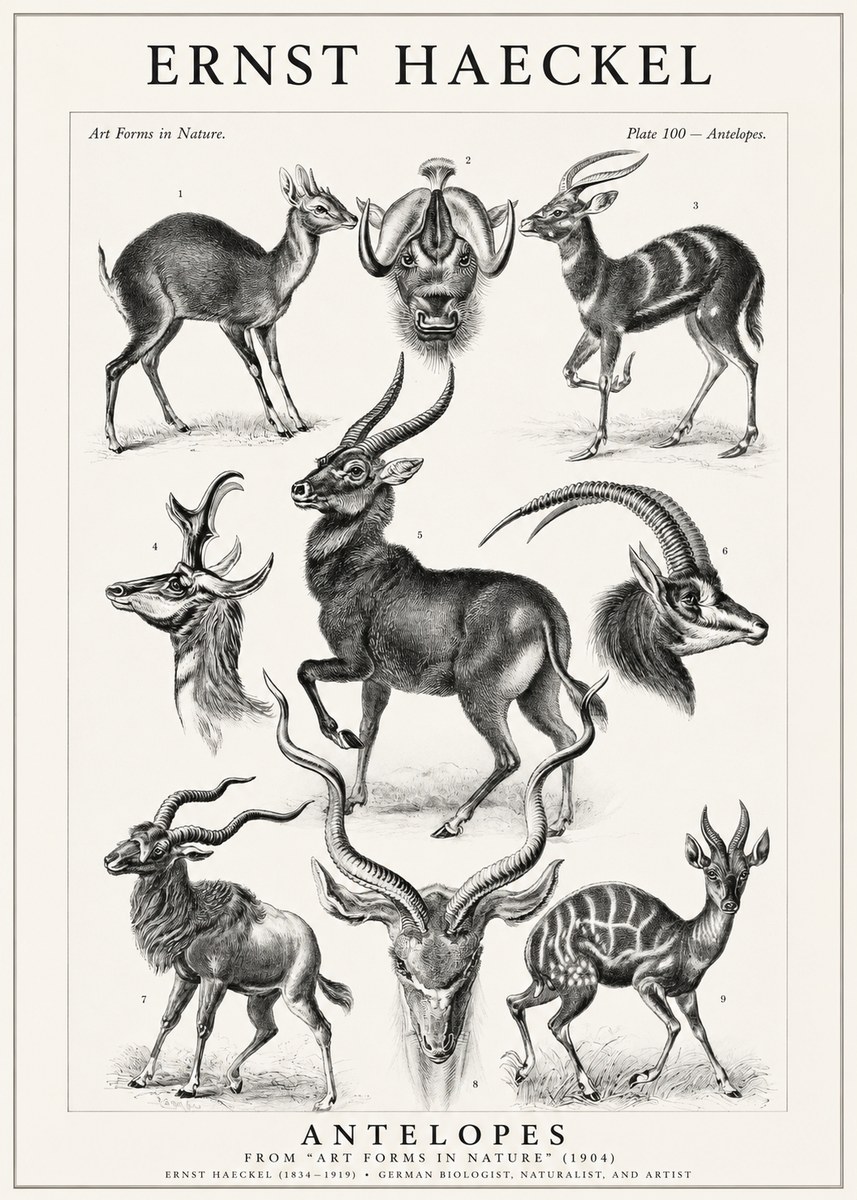 Ernst Haeckel Antelopes No1 - Affiche