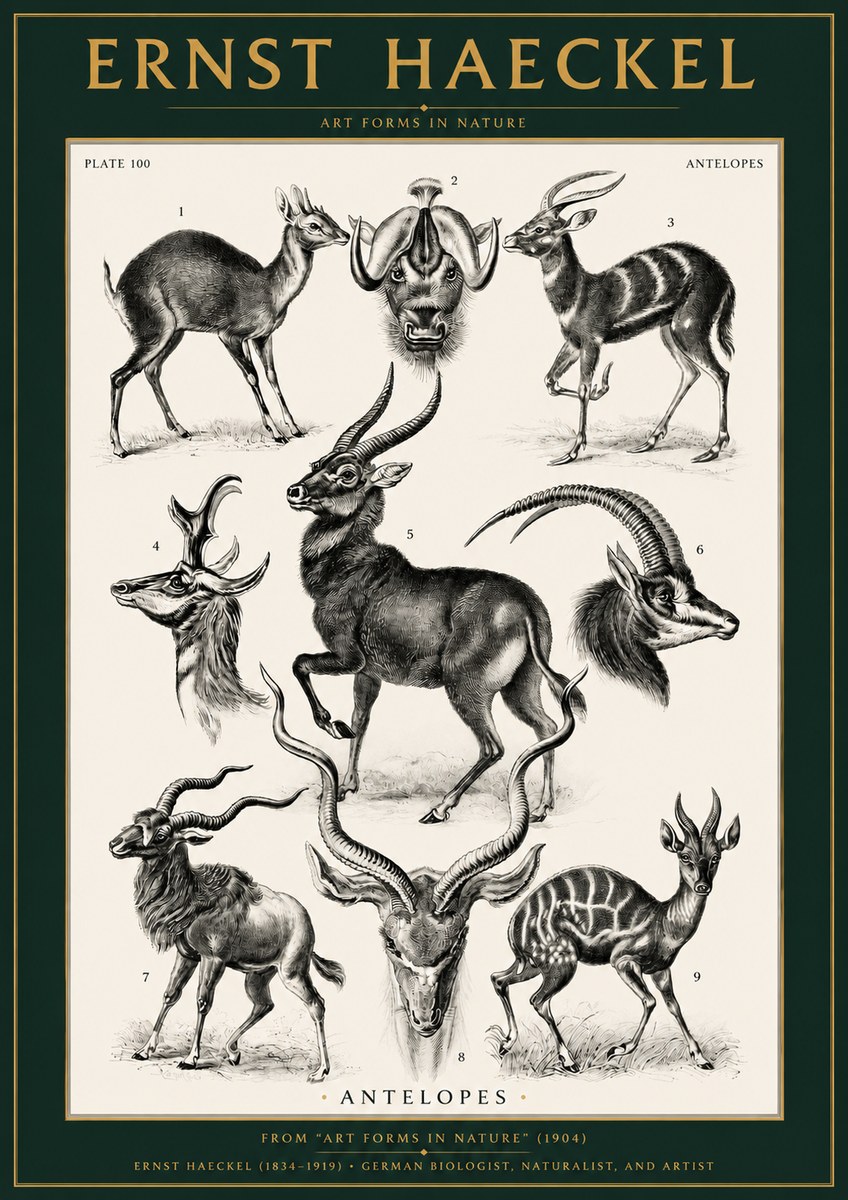 Ernst Haeckel Antelopes No2 - Affiche