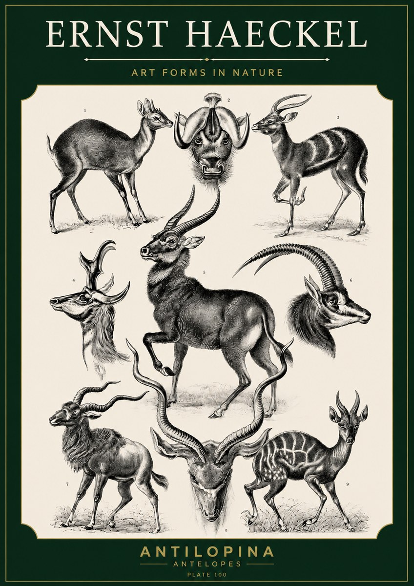 Ernst Haeckel Antelopes No5 - Affiche