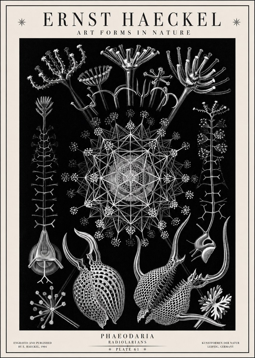 Ernst Haeckel Phaeodaria Radiolarians - Plate 61 No1 - Affiche