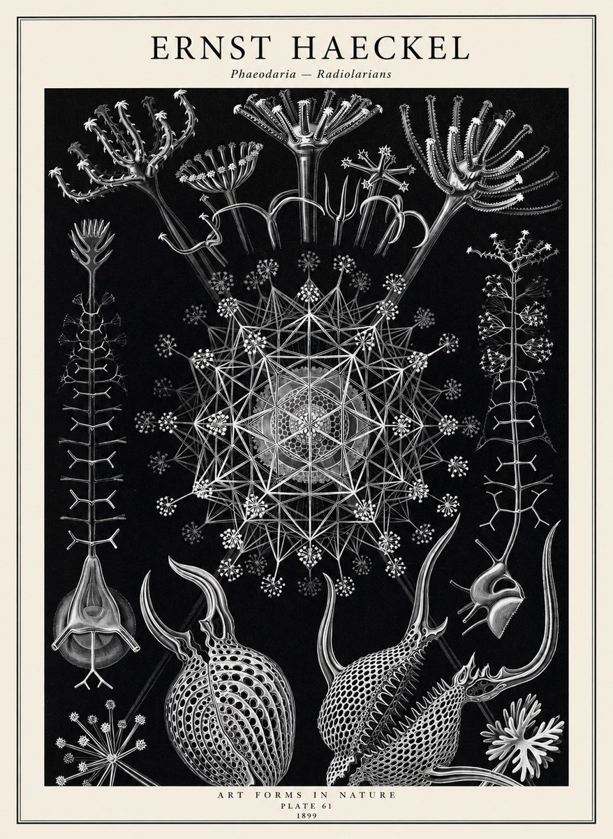 Ernst Haeckel Phaeodaria Radiolarians - Plate 61 No2 - Affiche