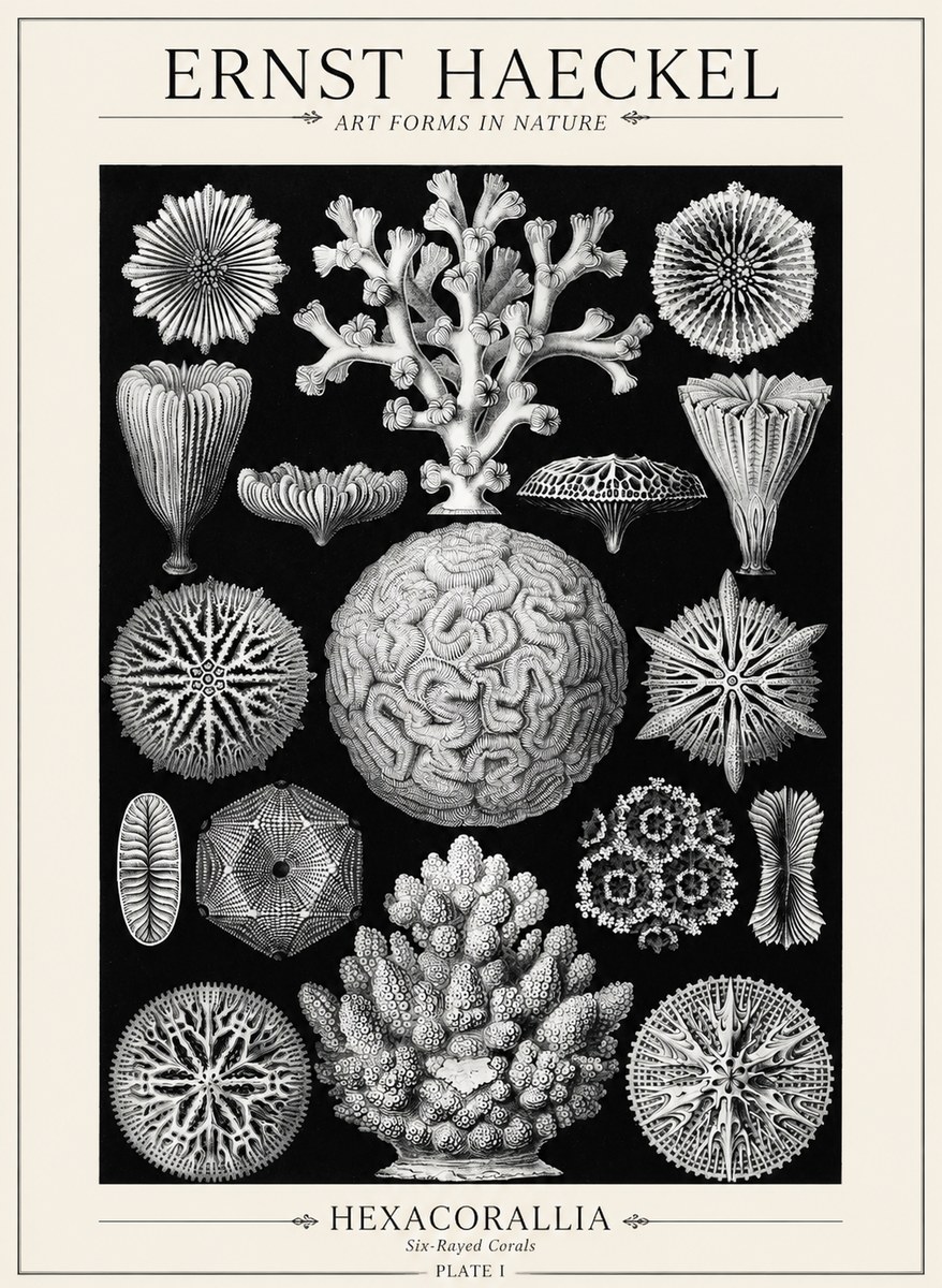 Ernst Haeckel Hexacoralla – Six-rayed Corals No5 - Affiche